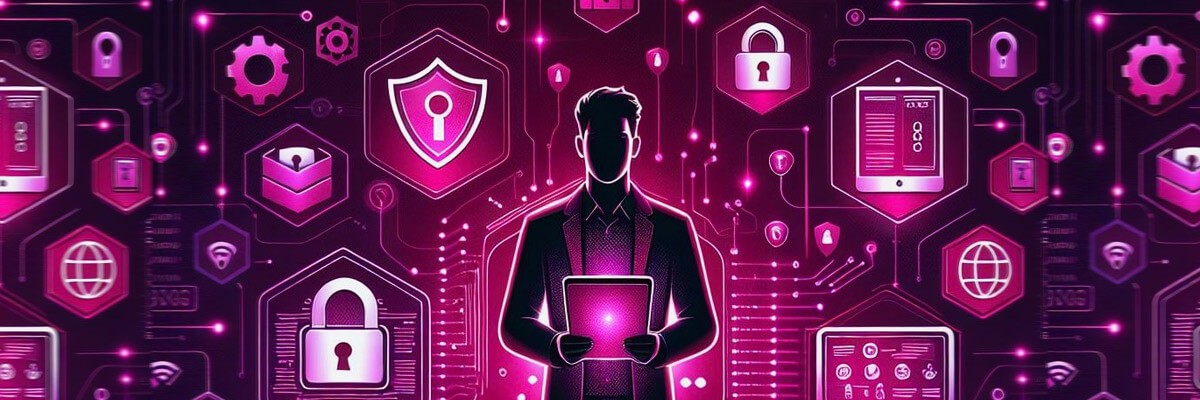 AI rendering of business professional in a modern secure technology environment. MSSP, Managed security service providers, Cybersecurity capabilities, Robust security measures, Managed Security Services