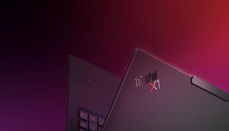 Lenovo Thinkpad on display showing logo