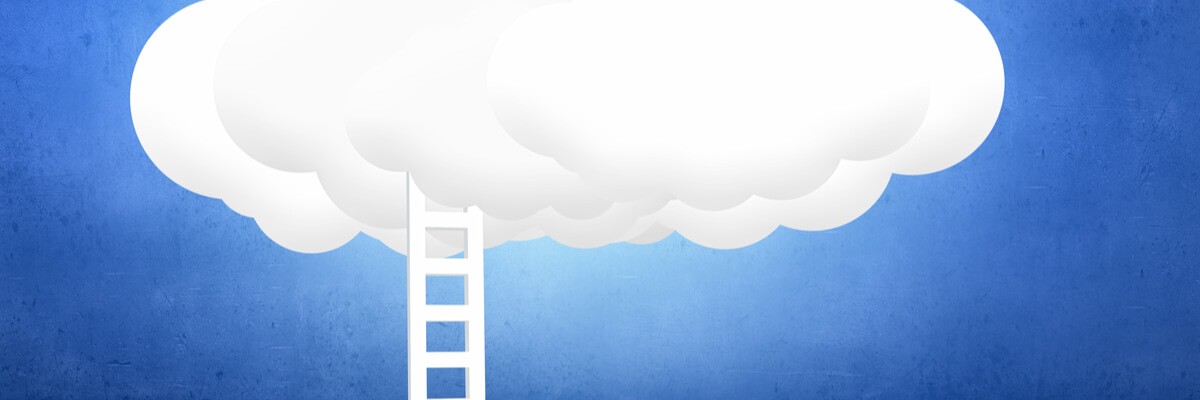 Rendering of cloud with ladder leading to it