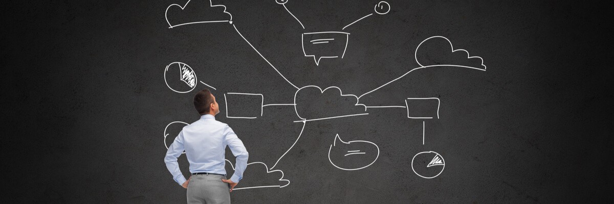 There are quite a few obstacles between you and finishing your projects Business professional looks up at a chalk outlined drawing of different mobile technologies