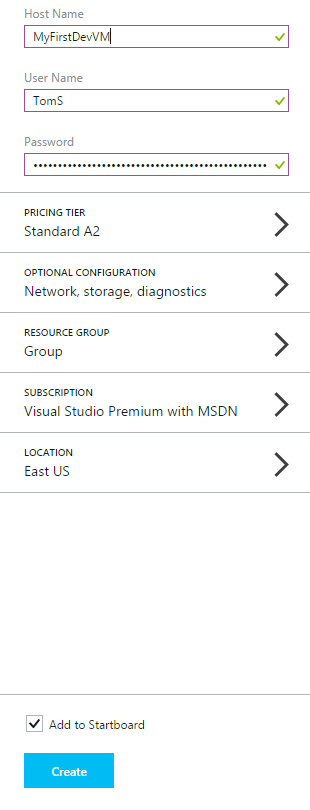 Filling in information in the creation wizard display of Virtual Machine