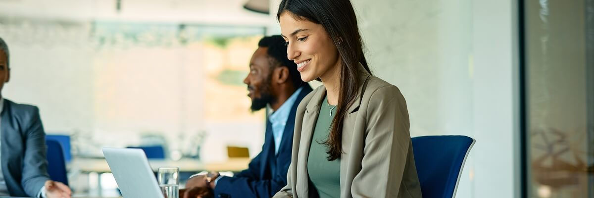 Girl working on a computer at work