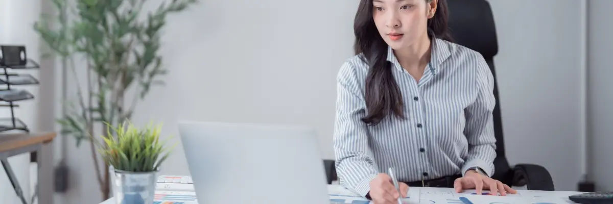 Girl working on a laptop