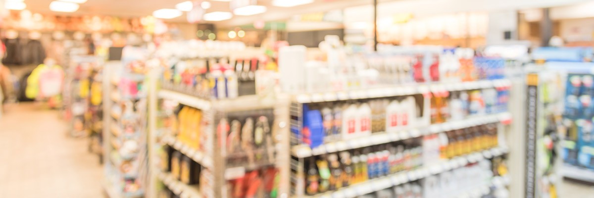 Blurred convenient store interior