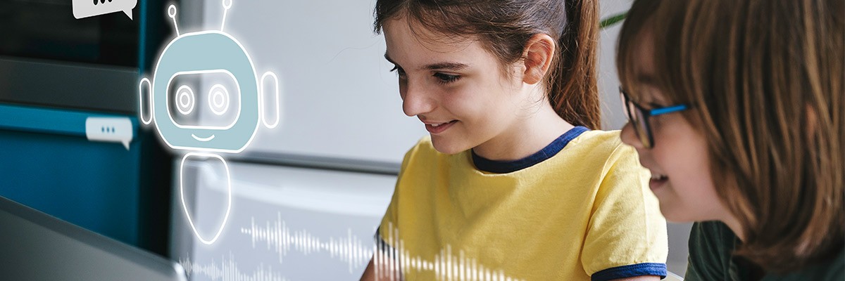 AI Unleashed: Revolutionizing K–12 Education for Tomorrow’s Leaders Students working on laptop