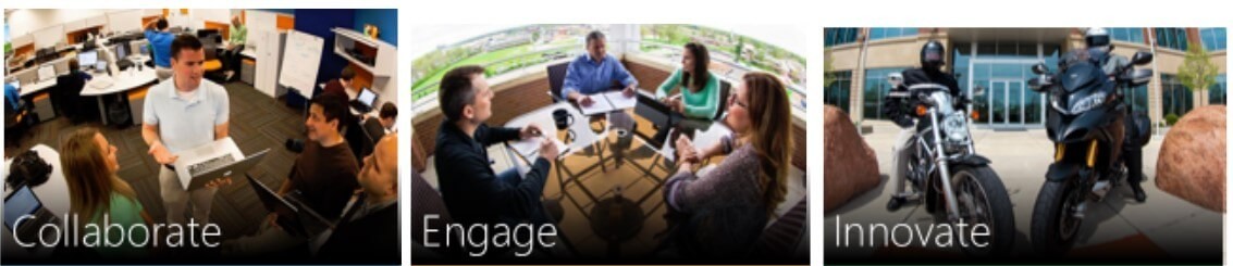 Collaborate, engage and innovate Business team members working together on project