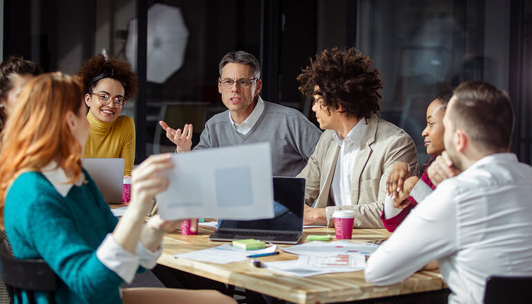 Girl on computer working in IT room