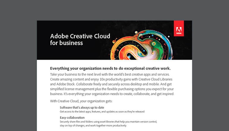 Adobe Creative Cloud for Business datasheet thumbnail