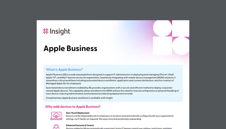 Apple Business Thumbnail image of Apple one-pager available to download below