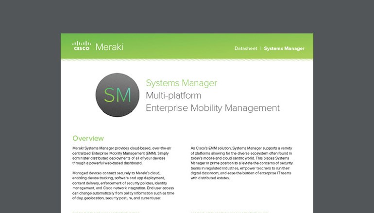 Cisco Meraki Systems Manager Platform datasheet thumbnail