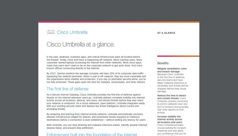 Cisco Umbrella at a Glance whitepaper thumbnail