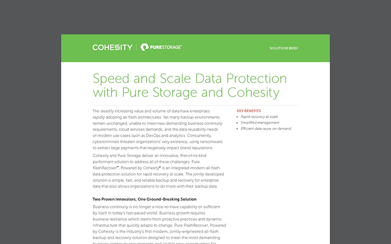 Speed and Scale Data Protection with Pure Storage and Cohesity solution brief thumbnail