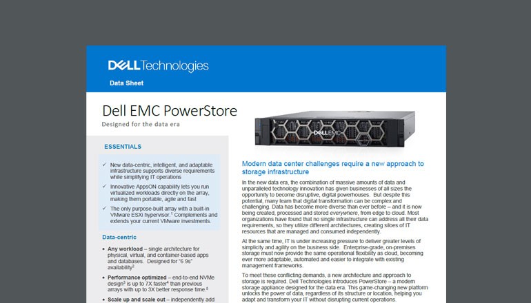 Thumbnail image for the Dell EMC PowerStore Datasheet 