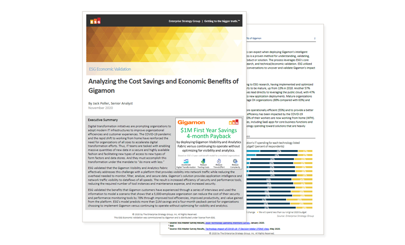 Gigamon ESG Economic Validation Cover of Gigamon ESG Economic Validation whitepaper available to download
