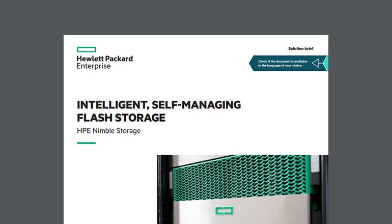 Cover of HPE Nimble Storage Solution Brief available to download below