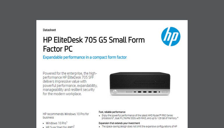 sap Ontwijken Bijna HP EliteDesk 705 G5 Small Form Factor PC | Insight