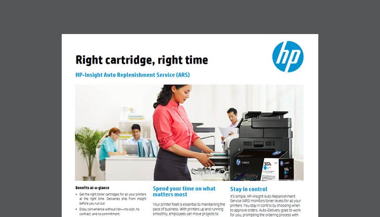 Right Cartridge Right Time HP ARS Datasheet cover
