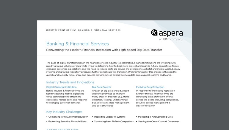 Aspera Banking & Financial datasheet cover
