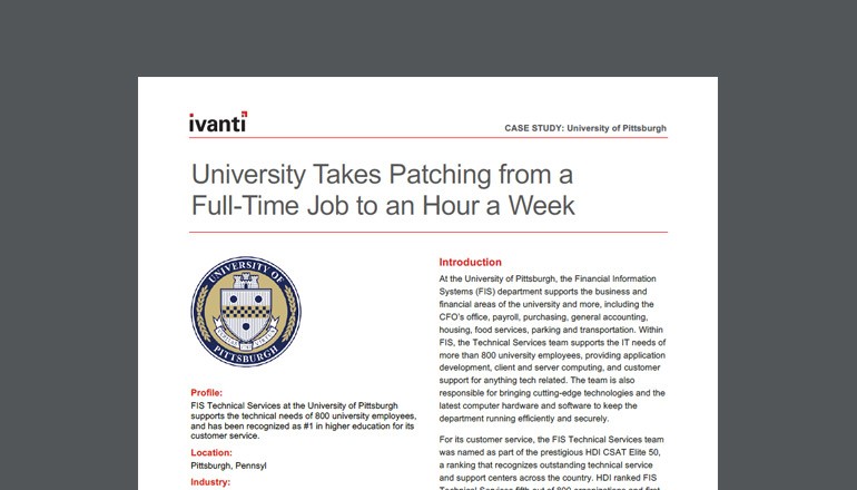 Ivanti University of Pittsburgh Case Study cover