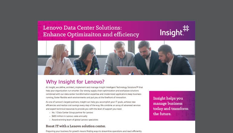 Lenovo Data Center Solutions: Enhance Optimization and Efficiency datasheet cover