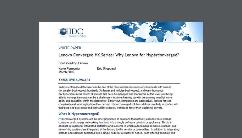 Lenovo Converged HX Series: Why Lenovo For Hyperconverged? whitepaper cover