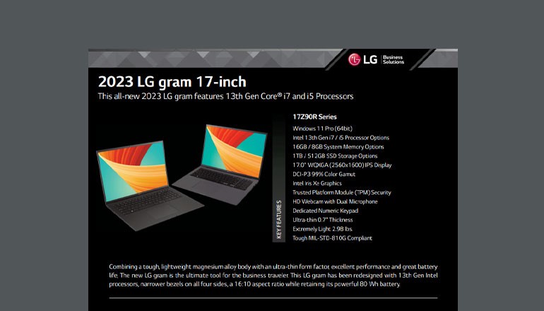 LG gram Ultra-Lightweight with 17” 16:10 IPS Display and 11th Gen