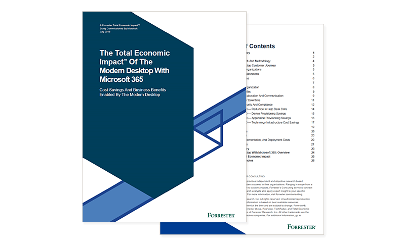 Forrester: The Total Economic Impact of the Modern Desktop With Microsoft 365 Cover of The Total Economic Impact of the Modern Desktop With Microsoft 365 Forrester report for download