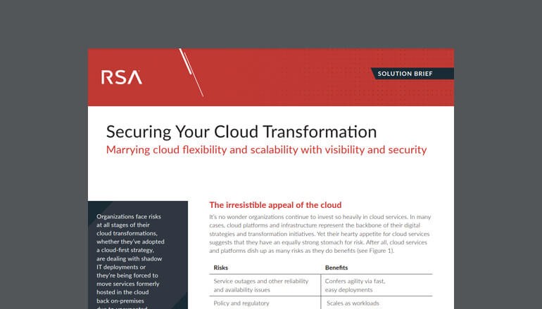 Securing Your Cloud Transformation Thumbnail of solution brief available to download below