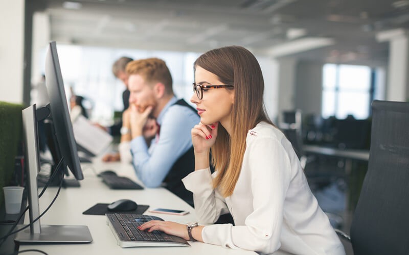 Business woman reading security report