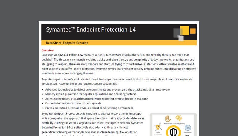 Symantec Endpoint Protection 14 datasheet cover