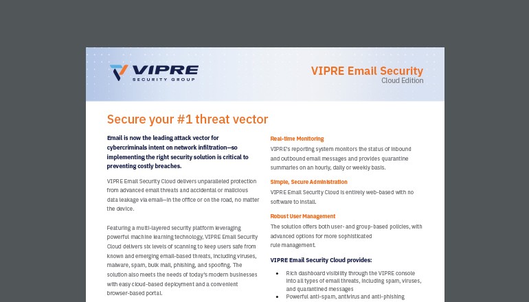 VIPRE Email Security Cloud Thumbnail of asset available to download below