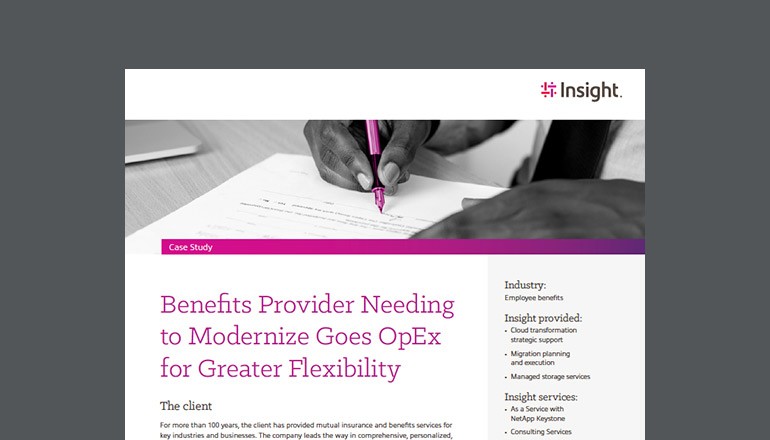 Benefits Provider Needing to Modernize Goes OpEx for Greater Flexibility Thumbnail of case study available to download below
