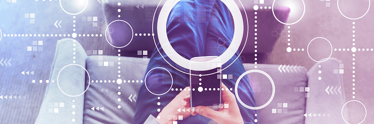 Abstract concept of data overlay on two doctors using mobile device