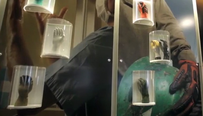 Ansell display case featuring gloves.