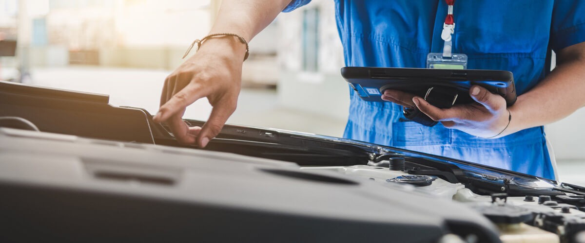 Field worker using a tablet on site