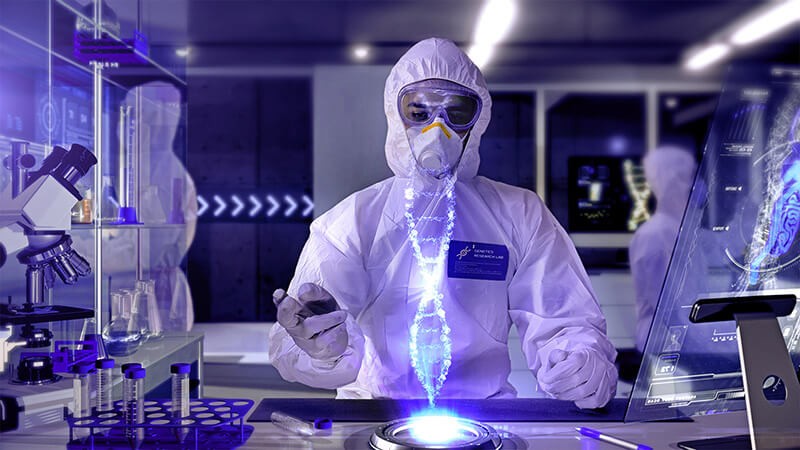 Using Augmented reality (AR) glasses in a healthcare lab. 