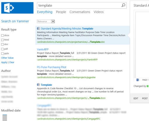 SharePoint search results
