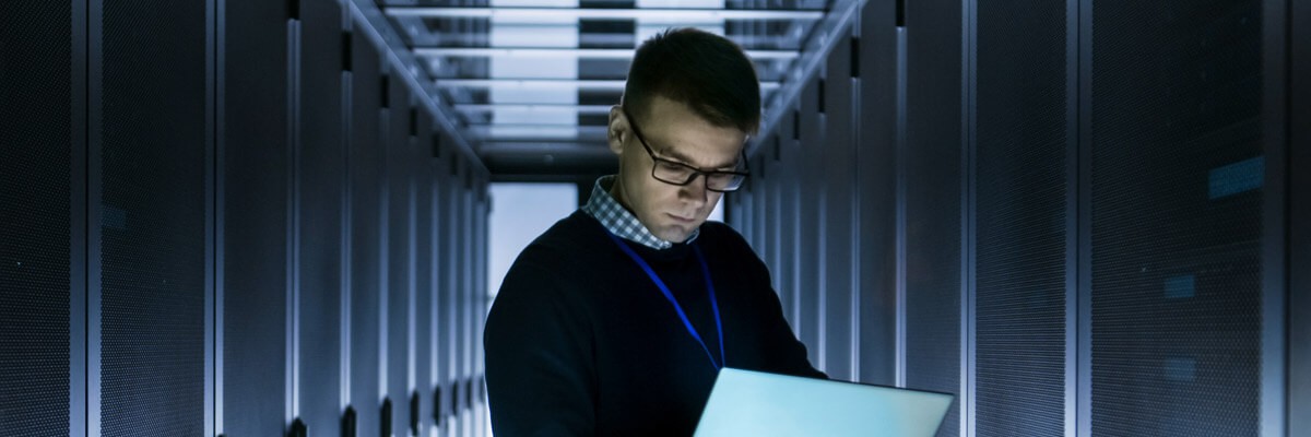 IBM FlashSystems with Safe Guarded Copy and encryption provides dual layers of cyber protection Network admin in modern datacenter powered with IBM FlashSystem storage.