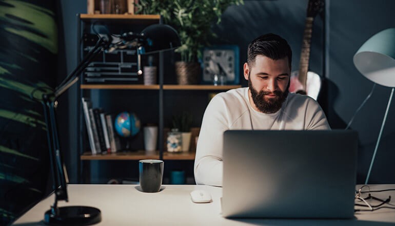 Man working on laptop