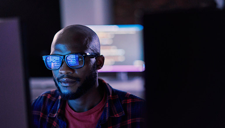 Man working on laptop