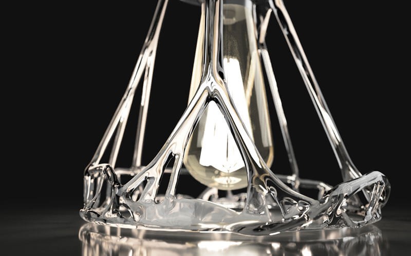 Design, engineer, simulate and 3D print CAD rendering of an abstract lamp