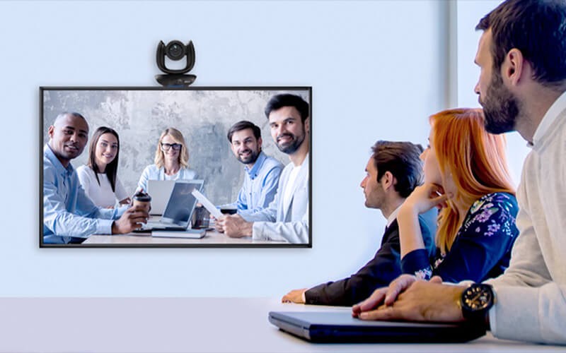 Team having a meeting using AVer Camera