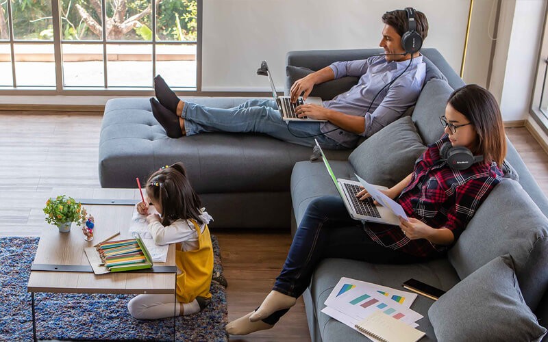 Family working at home 