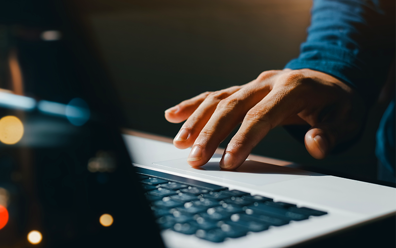 Professional using laptop