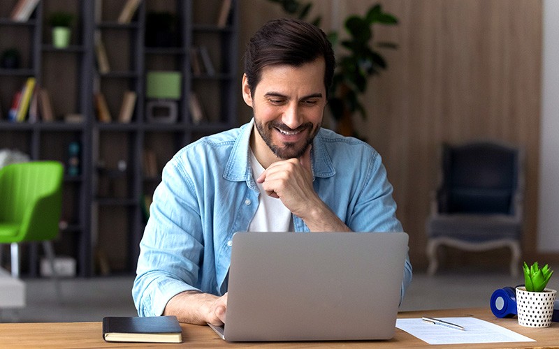 Professional using laptop