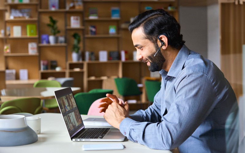 Professional using laptop