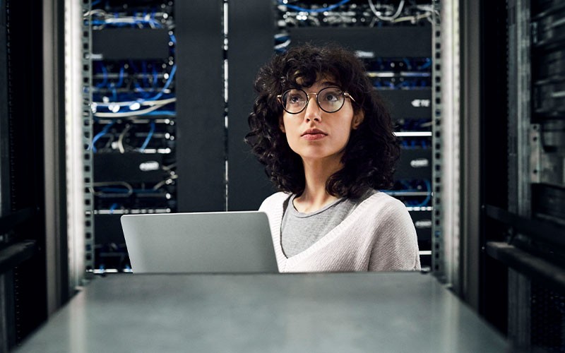 Unlock potential with AI Woman in data center