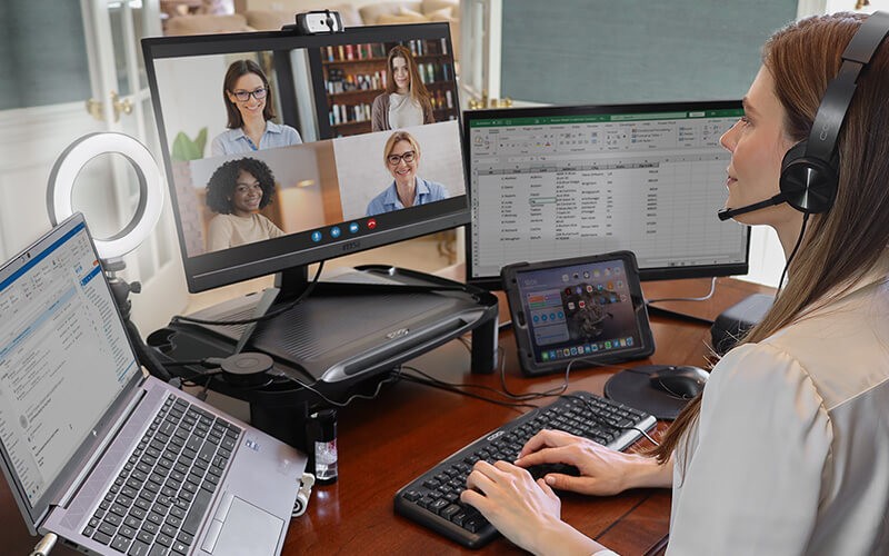 Woman having a meeting at home