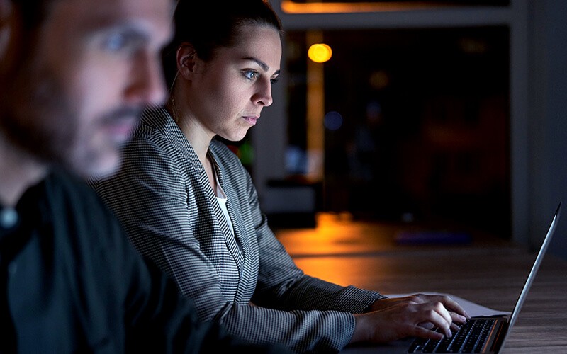 Two person working together