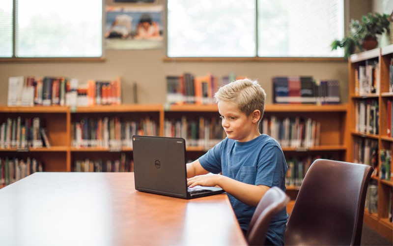 Student using Dell laptop device